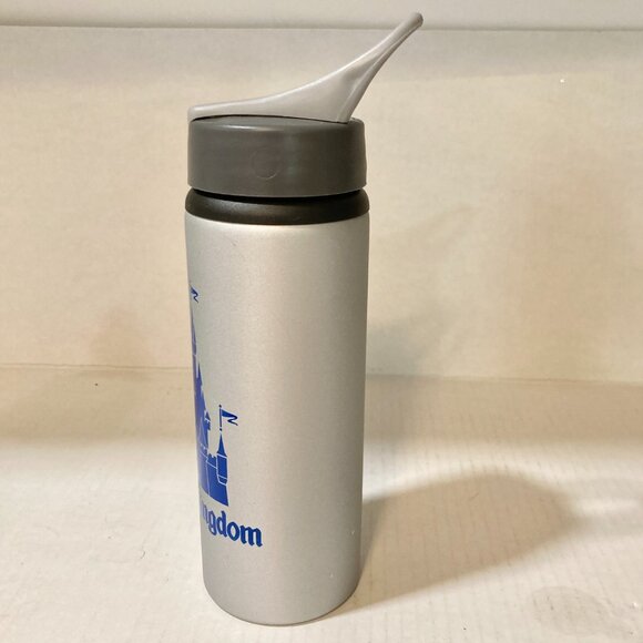 Vintage Disney Magic Kingdom Metal Water Bottle Cinderella Castle Gray Blue 25oz - Picture 4 of 14
